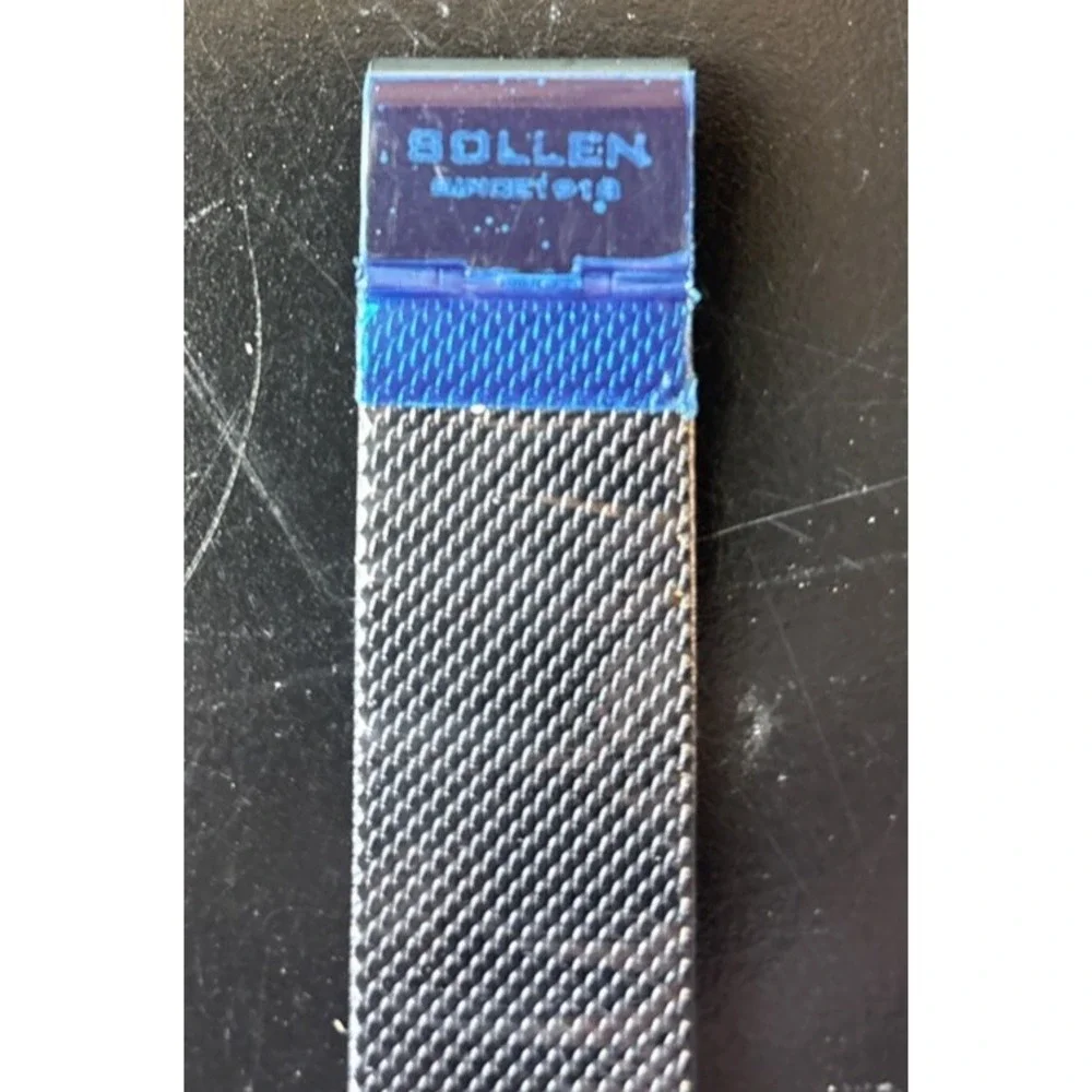SOLLEN Men's Quartz Watch New In Box Black Dial Silver Mesh Band W/Tool (19)